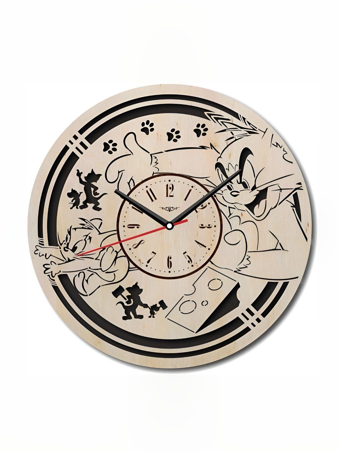 QEZNEF Black & Beige Textured Contemporary Wall Clock-picture-17