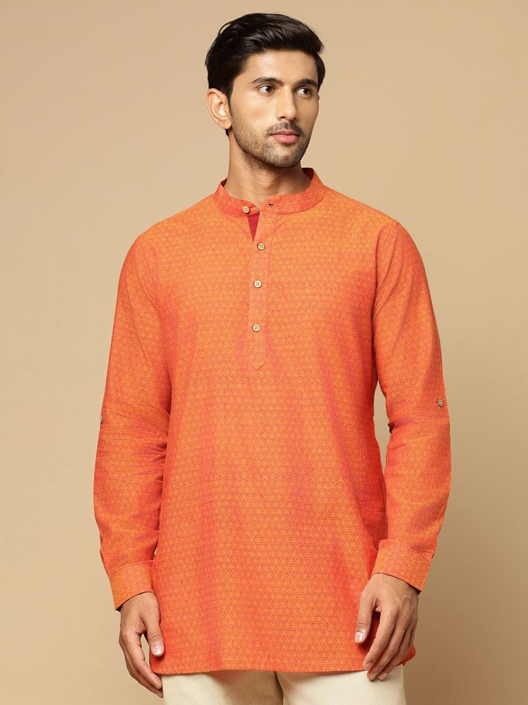 Fabindia Men Printed Mandarin Collar Kurta-picture-21