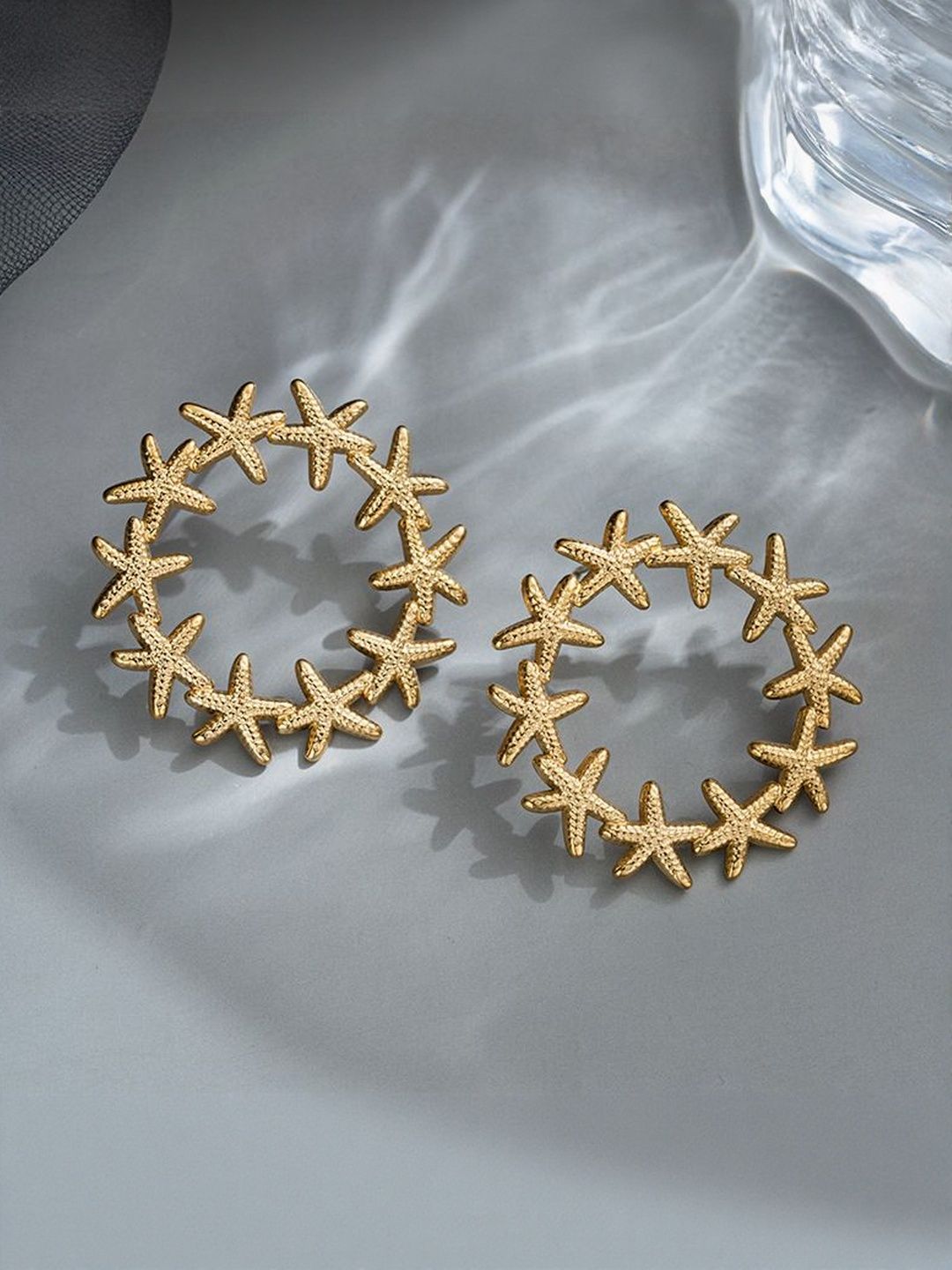 DressBerry 18KT Gold-Plated Star-Shaped Circular Stud Earrings-picture-40