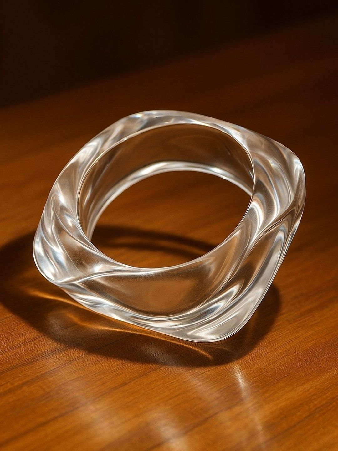 ATIBELLE Geometric-Shaped Glossy Resin Bangle