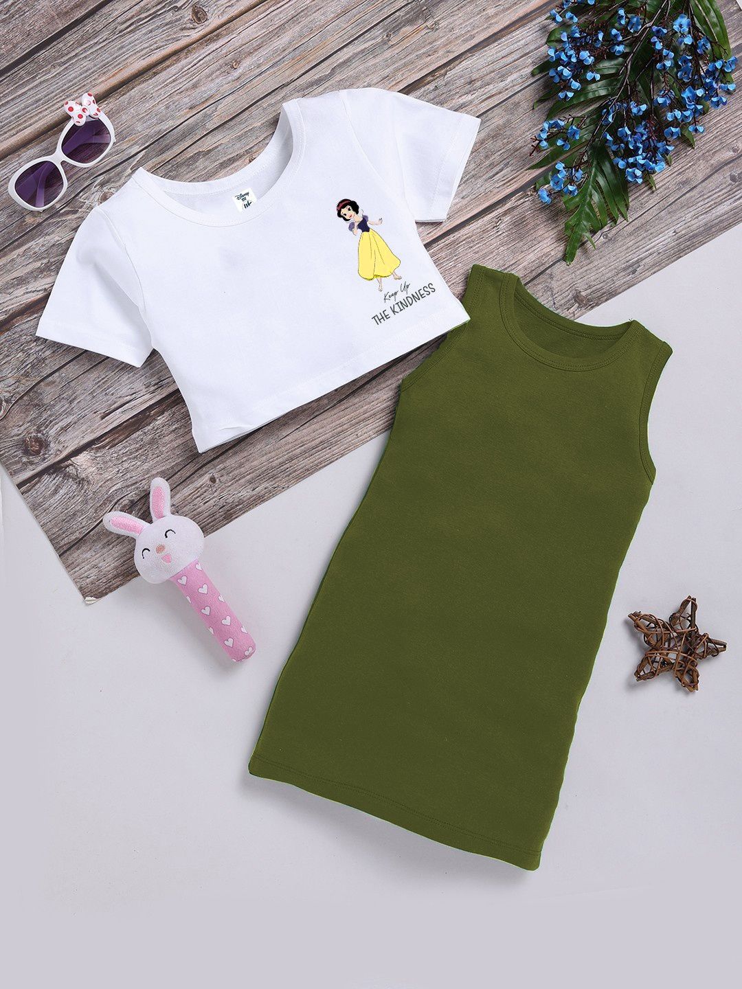 YK Disney Straight Dress with Printed Crop T-shirt-picture-58