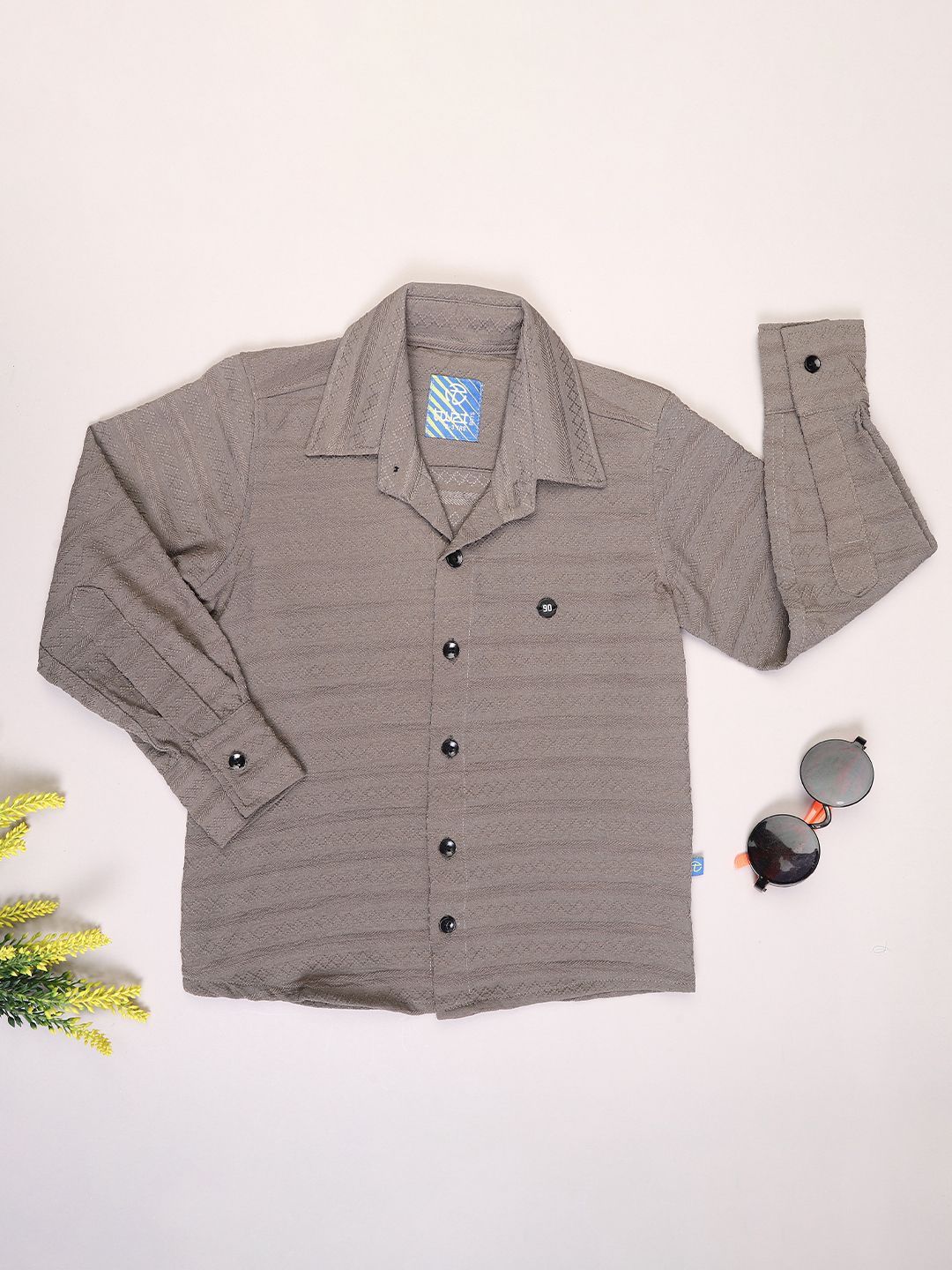 V-Mart Boys Textured Spread Collar Cotton Casual Shirt-picture-23