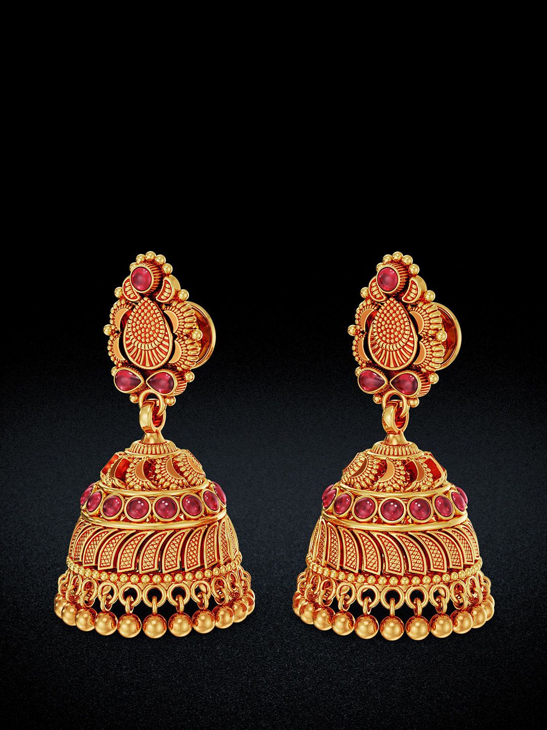 Joyalukkas Women 22Kt Gold Post and Back Drop Earring - 12.758 g-image-9