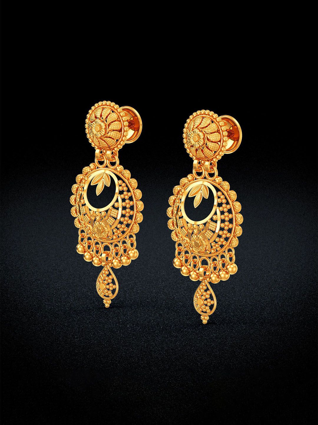 Joyalukkas Women 22Kt Gold Cascade Chanbali Drop Earring - 7.856 g-picture-24