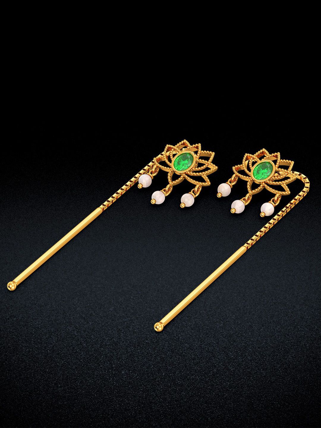 Joyalukkas Blossom Women 22Kt Gold Sui Dhaga Earring - 2.88 g-picture-4