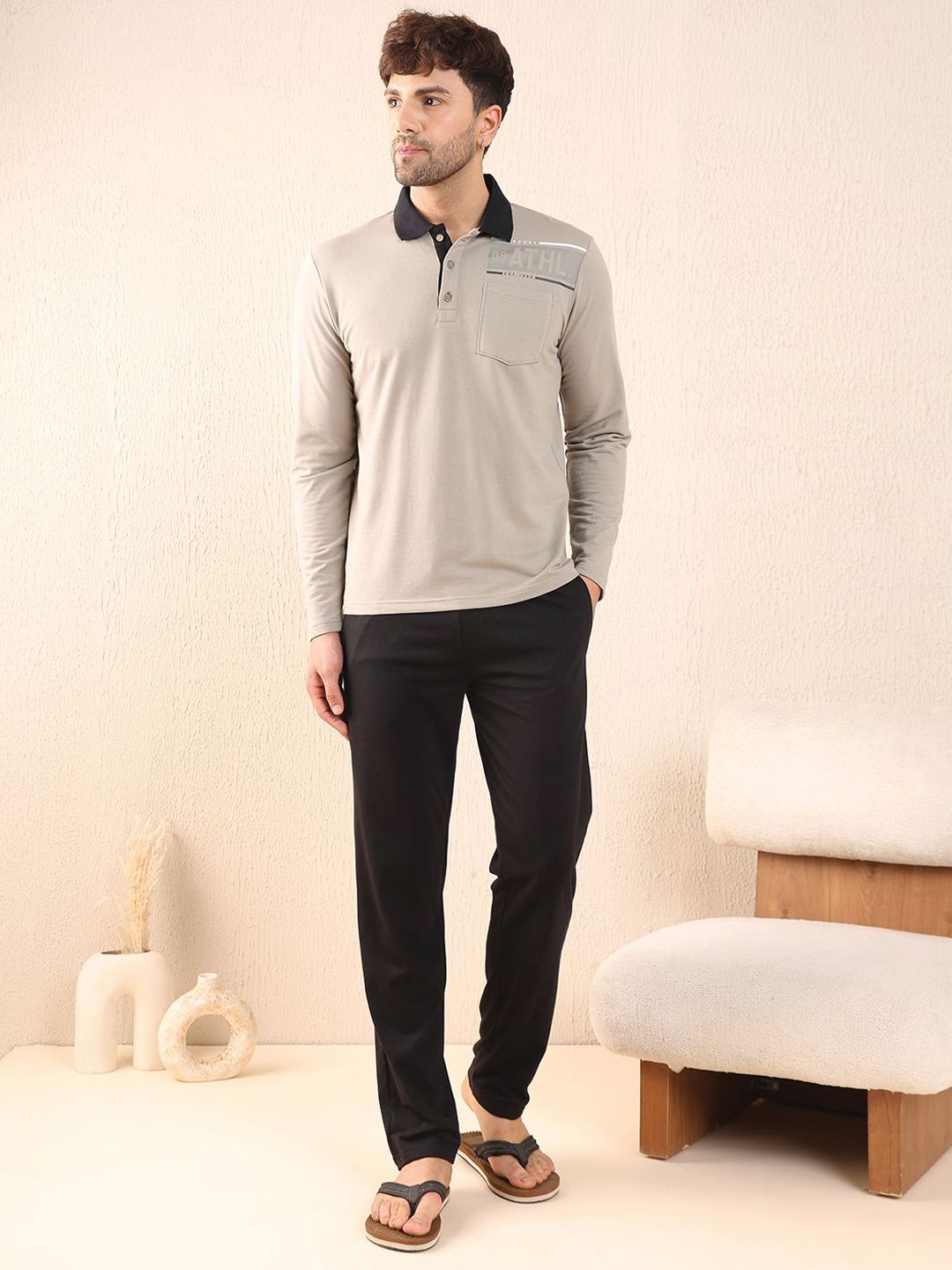 Sweet Dreams Men Shirt Collar Long Sleeves Night suit-picture-37