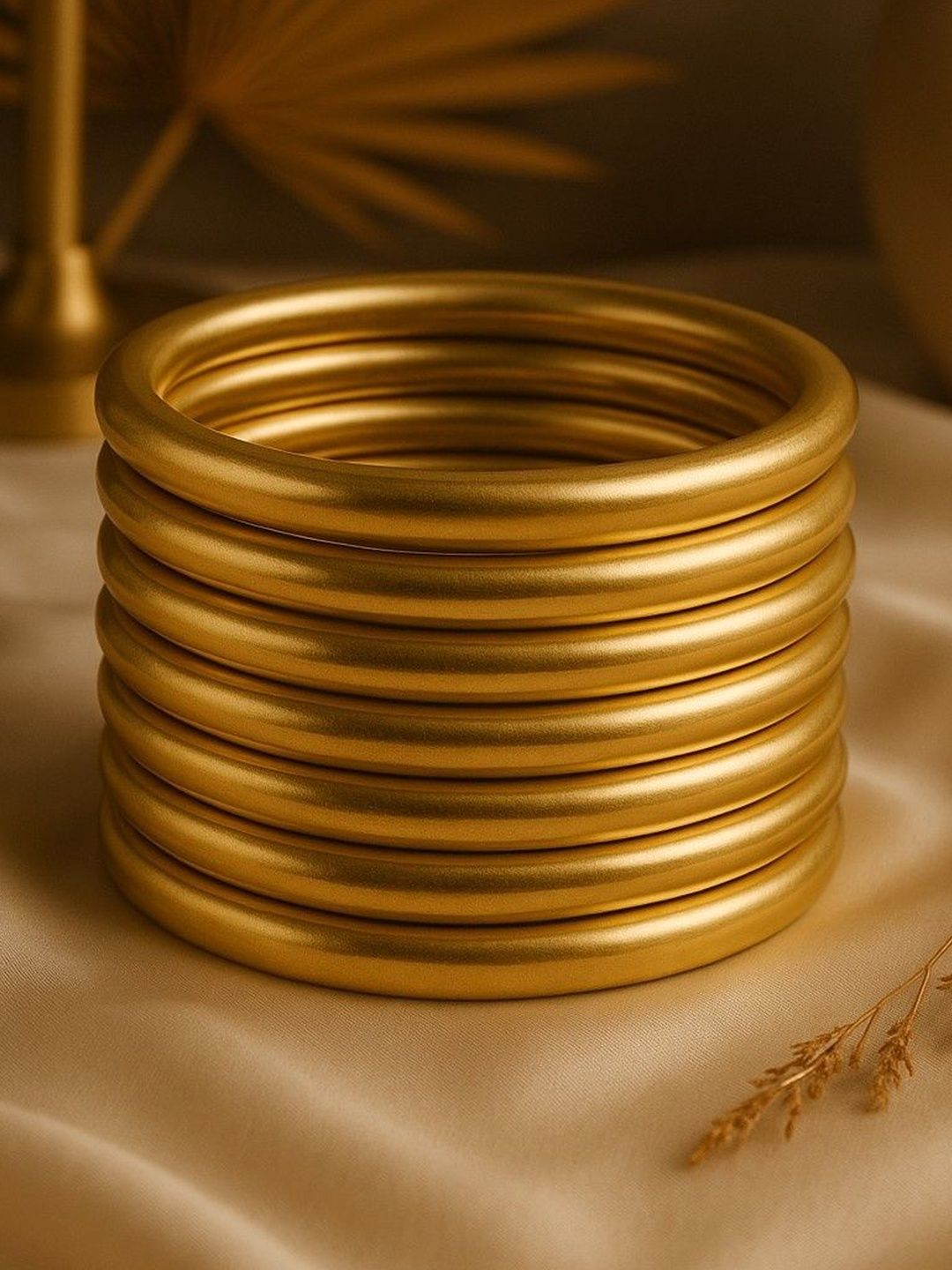 ATIBELLE Set Of 7 Gold-Plated Lightweight Contemporary Bangles