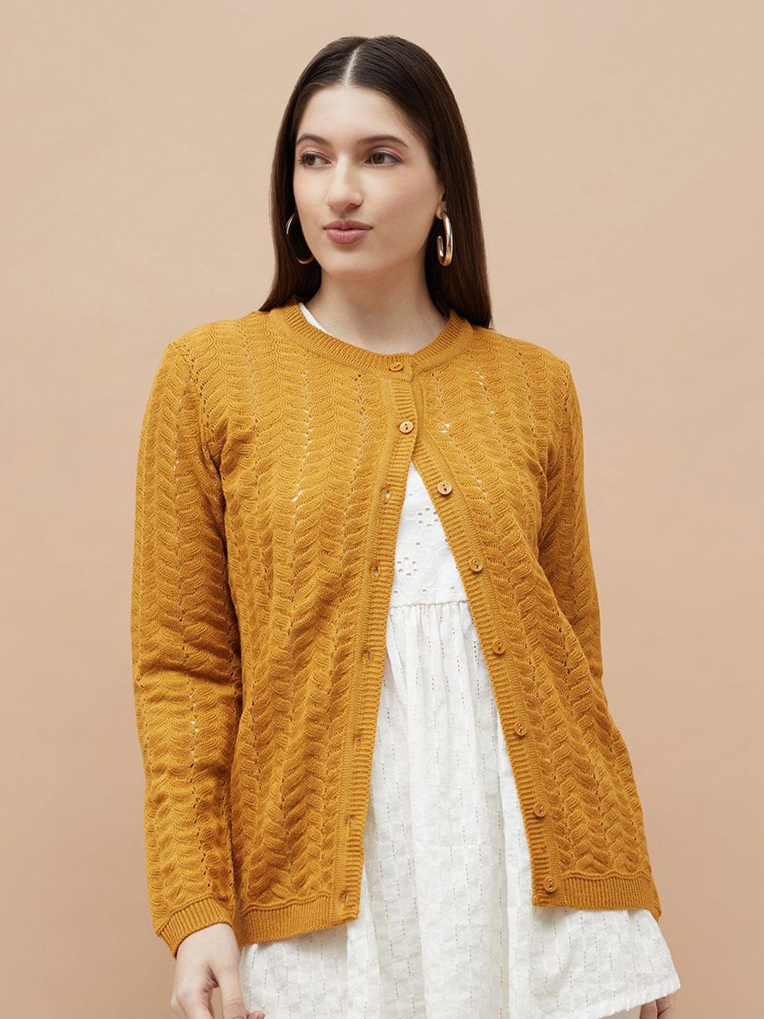 Melange by Lifestyle Women Round Neck Long Sleeves Cardigan-image-25