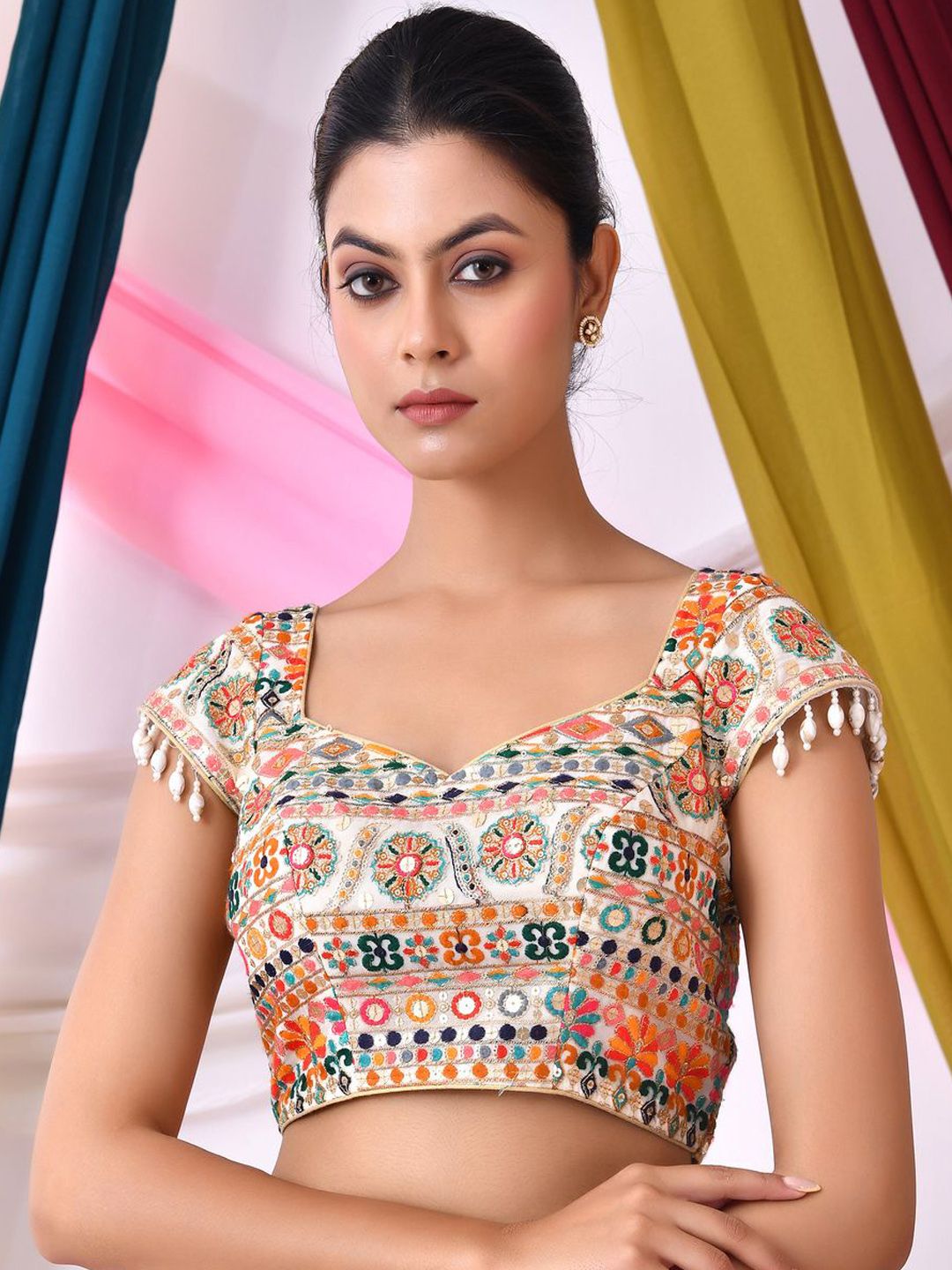Amodini Designer Studio Embroidered Sweetheart Neck Saree Blouse-picture-44