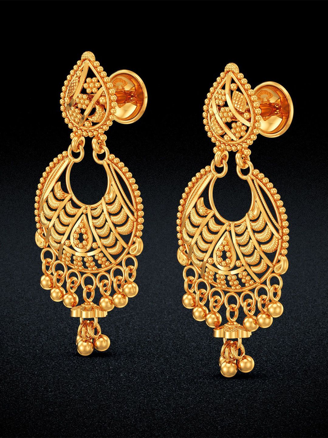 Joyalukkas Women Regal Winsome 22Kt Gold Chanbali Drop Earring - 7.9 g-image-31