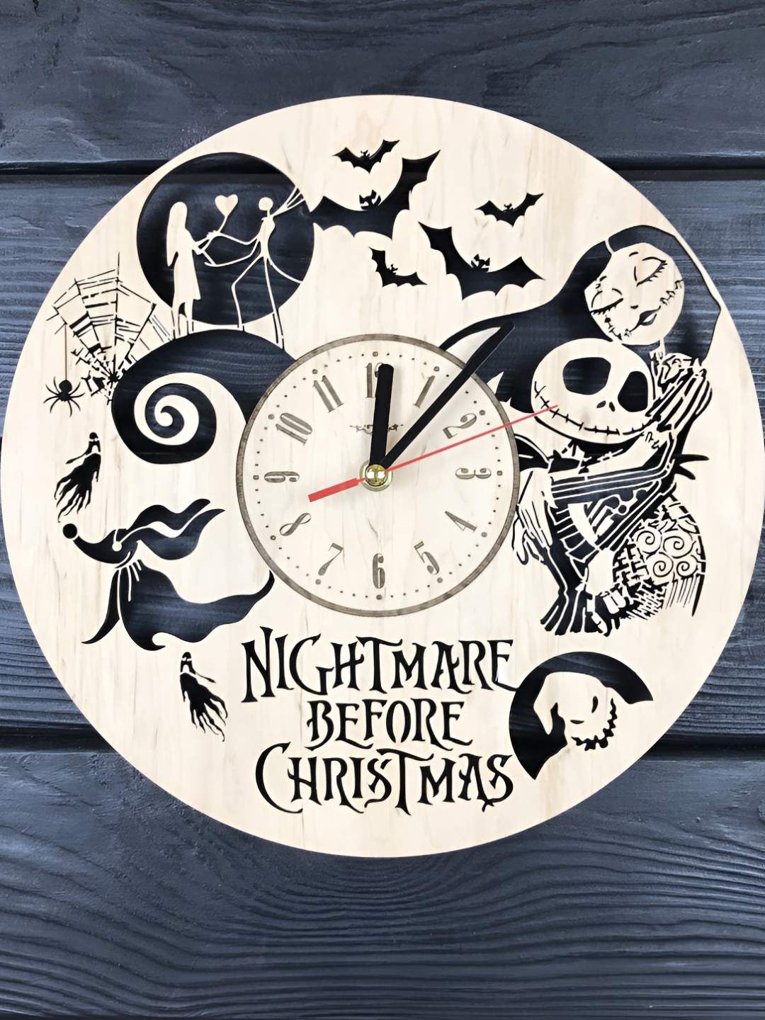 QEZNEF Beige Geometric Traditional Analogue Wooden Wall Clock-picture-12