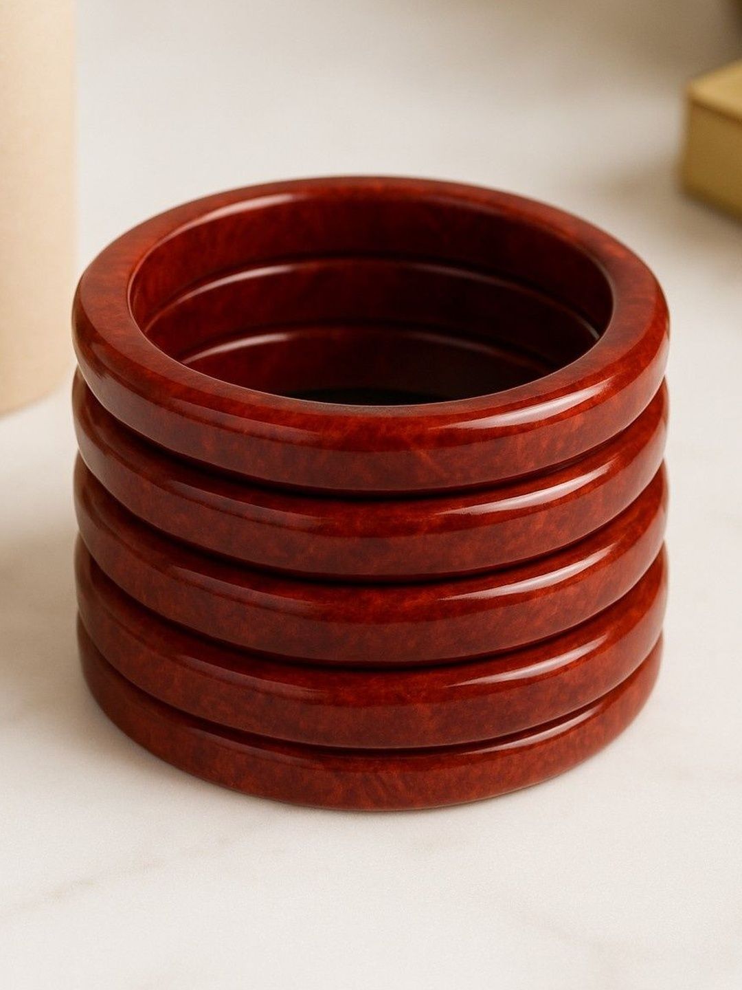 ATIBELLE Set Of 5 Resin Contemporary glossy Bangles