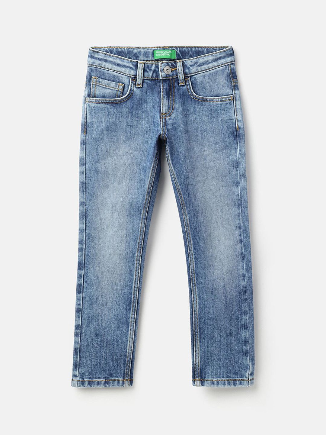 United Colors of Benetton Boys Slim Fit Mid-Rise Light Fade Jeans-picture-10