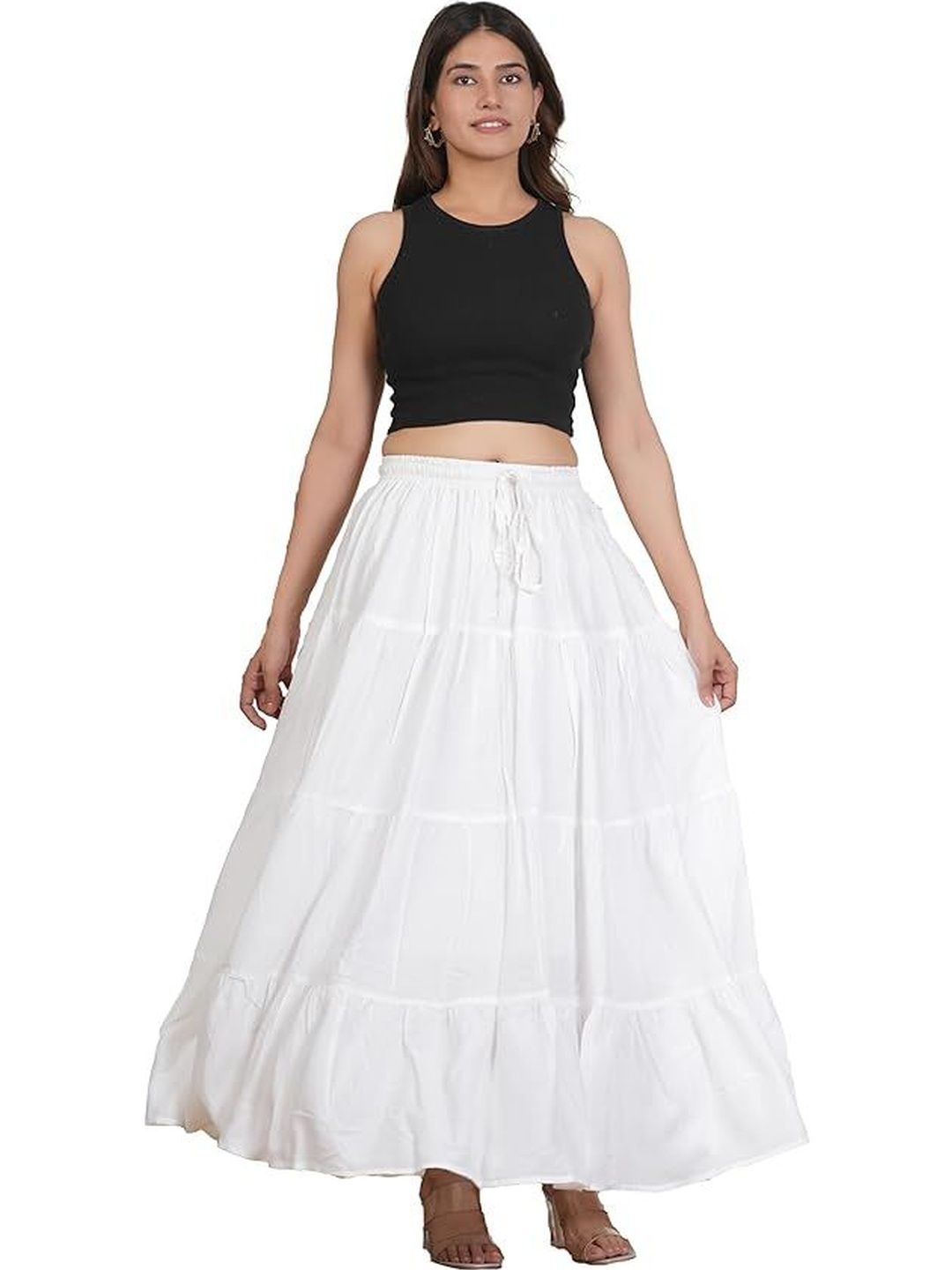 SLF INDIA Women Tired Maxi-Length Flared Skirts-picture-19