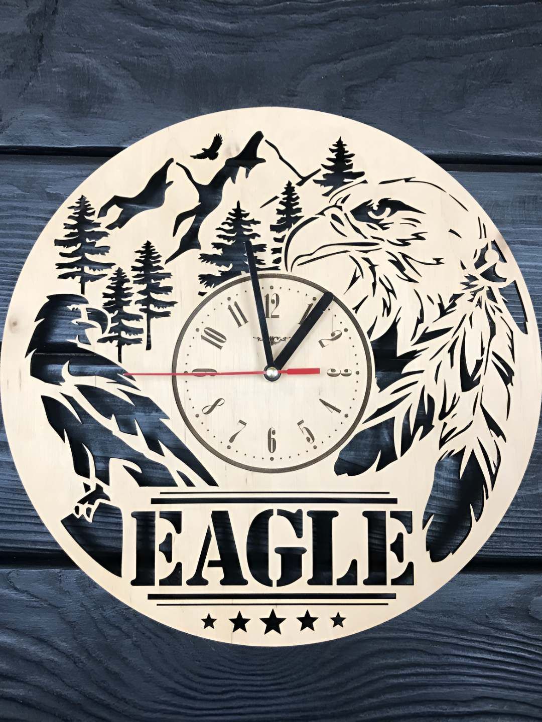 QEZNEF Beige & Black Graphic Printed Analogue Traditional Wooden Wall Clock-picture-31