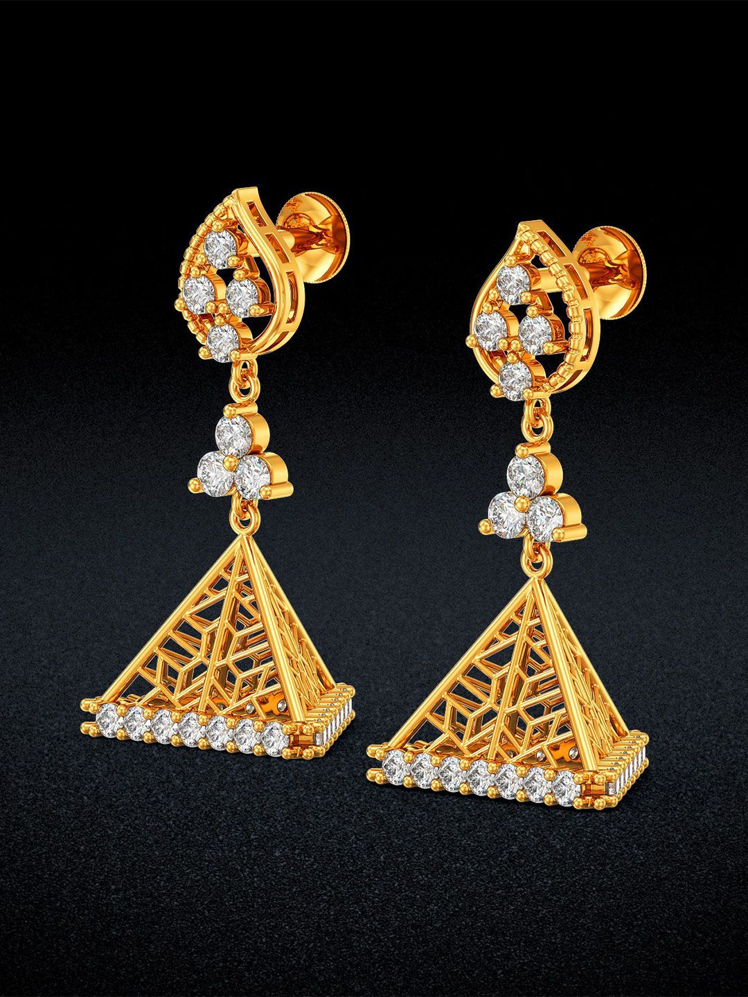 Joyalukkas 22Kt Gold Pyramid Drop Earring - 6.985 g-image-41