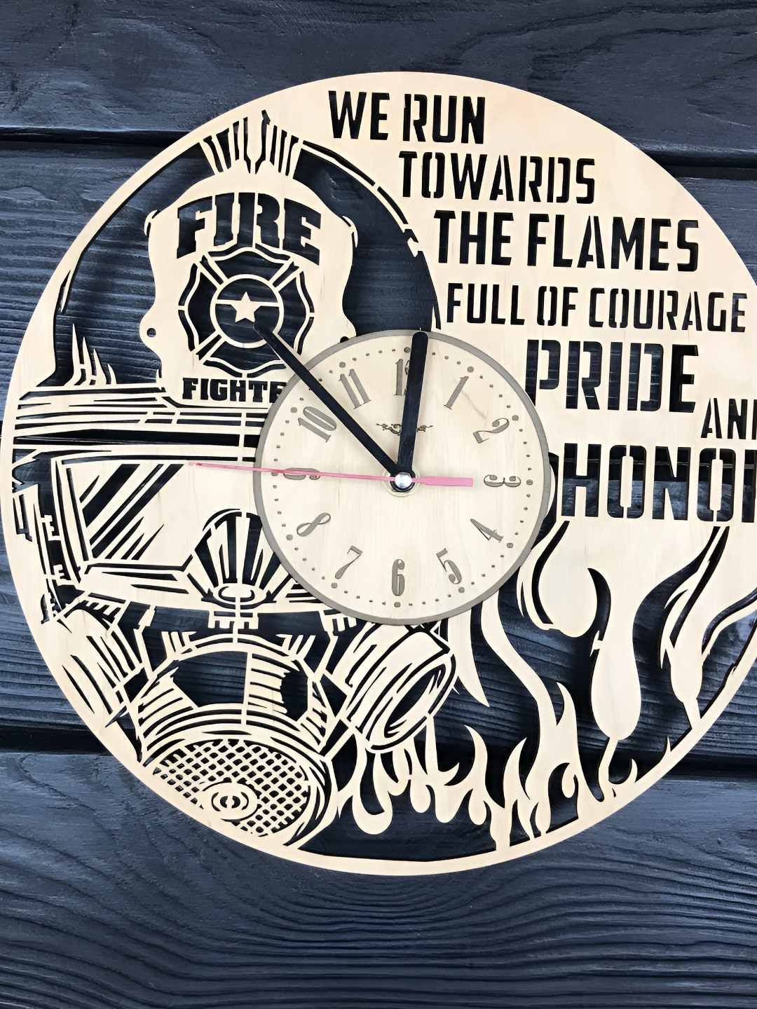 QEZNEF Beige Geometric Traditional Analogue Wooden Wall Clock-picture-19