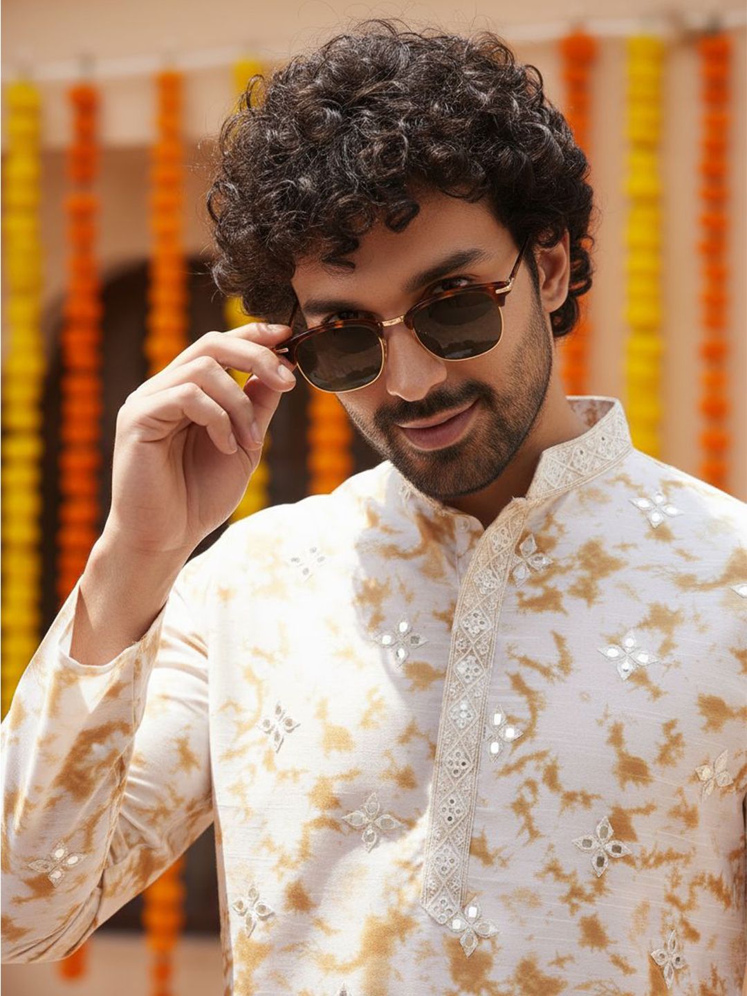 KISAH Men Floral Printed Festive Straight Kurta-picture-18