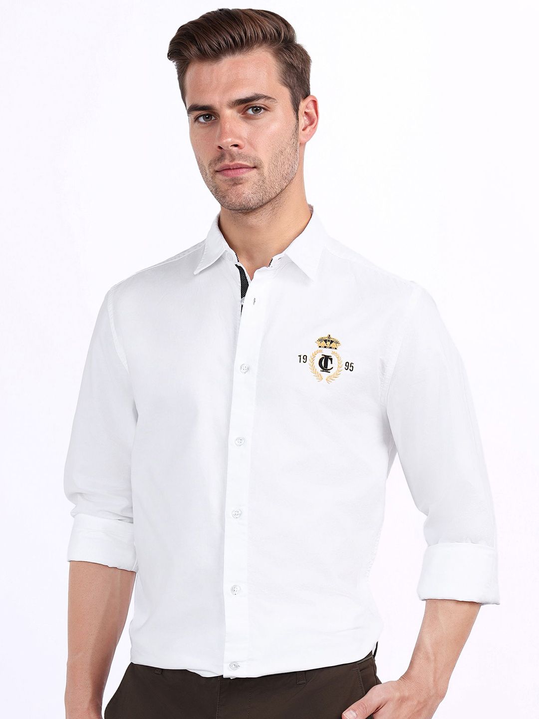 Iconic Men Relaxed Fit Solid Spread Collar Pure Cotton Casual Shirt-picture-26