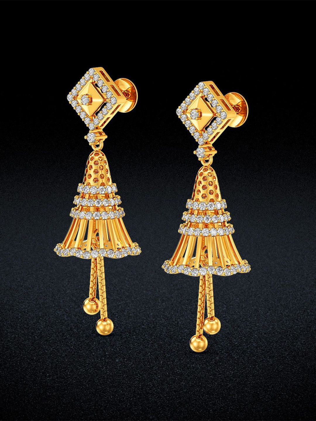 Joyalukkas 22Kt Gold Bell Shaped Drop Earring - 7.531 g-picture-12