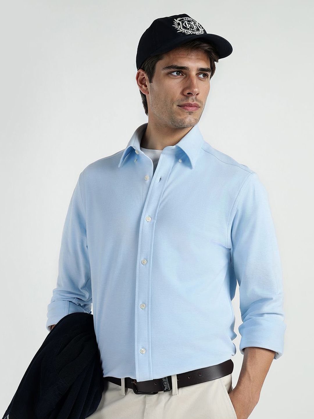 GANT Men Relaxed Fit Solid Spread Collar Formal Shirt-picture-35