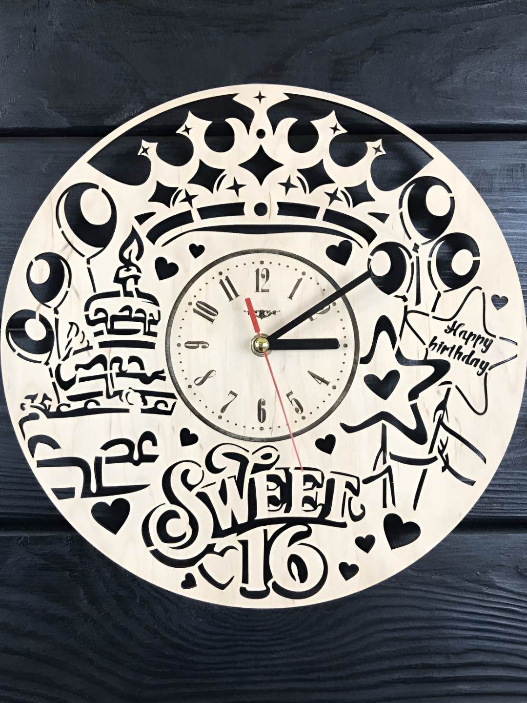 QEZNEF Beige Analogue Round Wooden Contemporary Wall Clock-picture-16