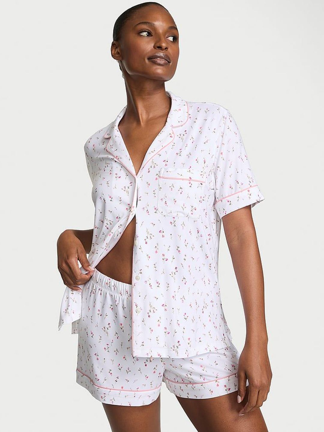 Victoria's Secret Women Floral Printed Shirt & Short Night suit-picture-13