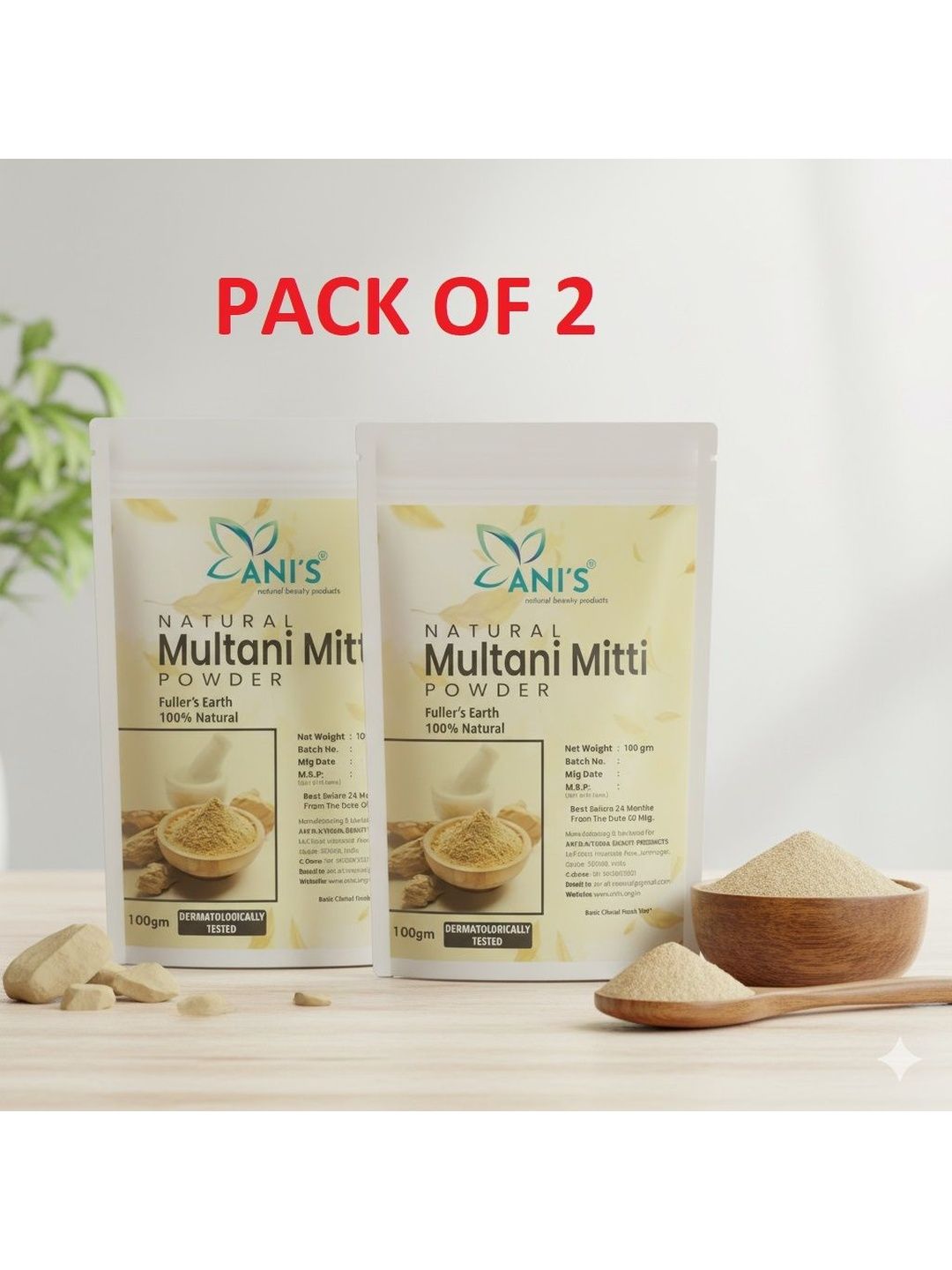 ANI'S Set Of 2 Natural Multani Mitti- 100 g Each-picture-10