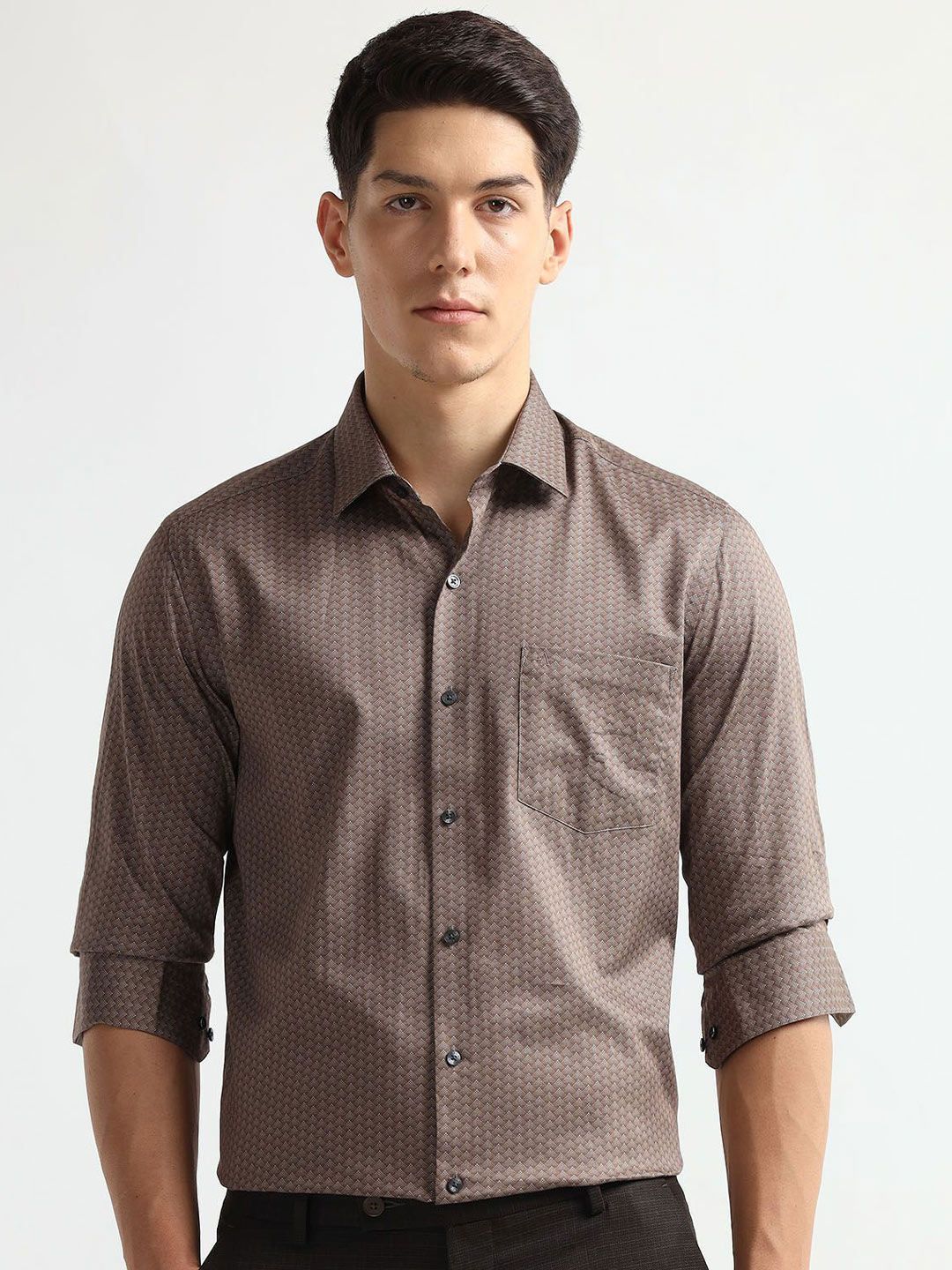 Arrow Men Slim Fit Geometric Printed Pure Cotton Manhattan Originals Formal Shirt-picture-25