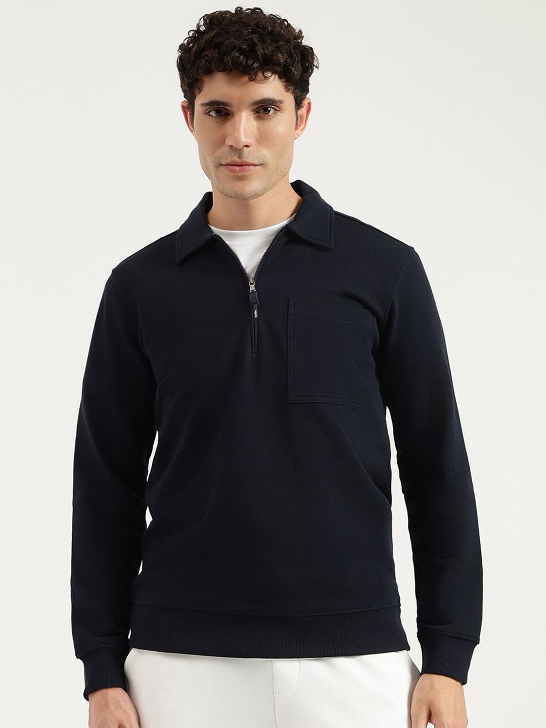 United Colors of Benetton Men Solid Shirt Collar Sweatshirt-picture-11