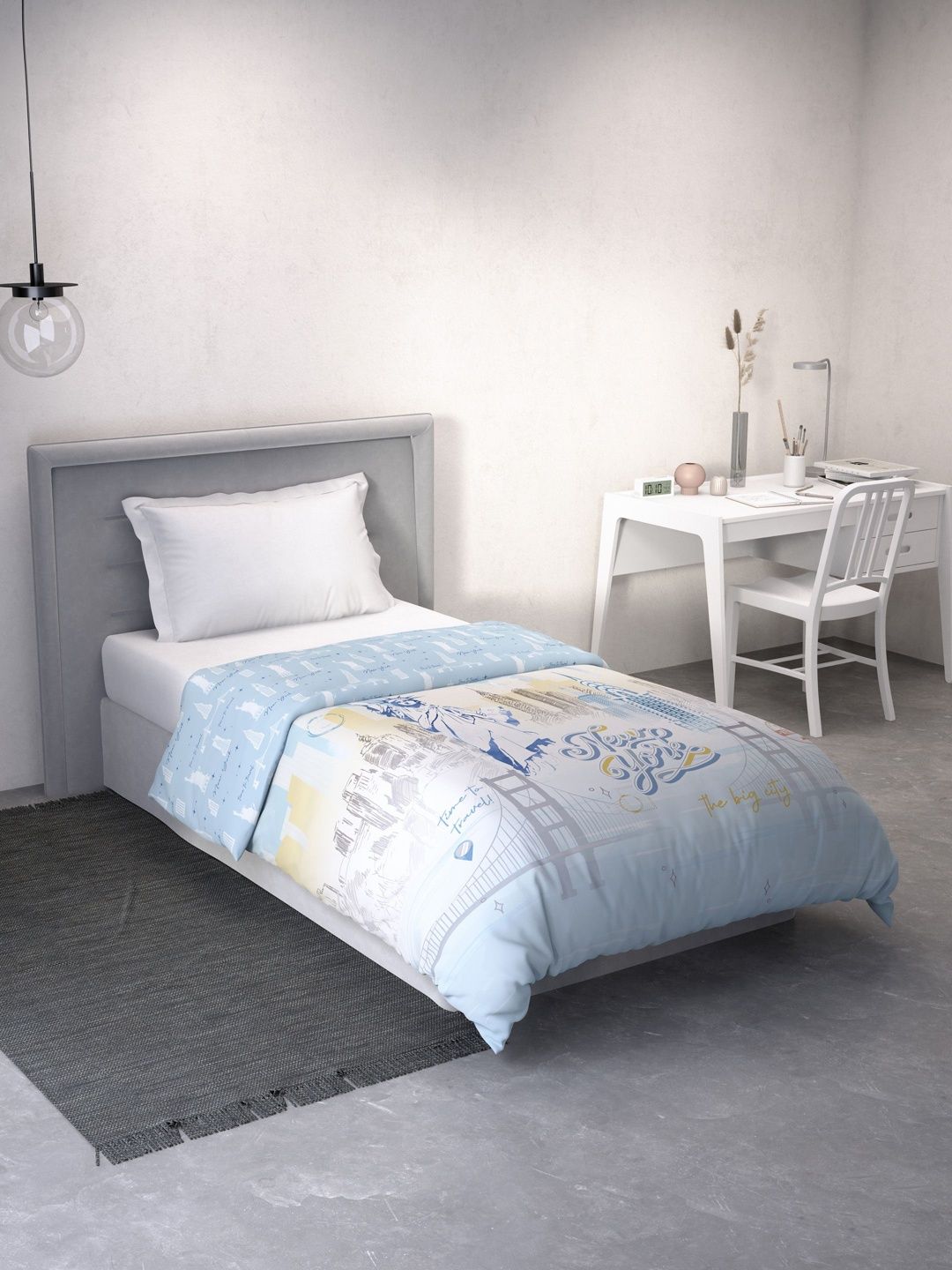 DDecor Little Brats Collection Kids Blue Abstract Cotton Reversible 90 Gsm AC Room Quilt-image-16