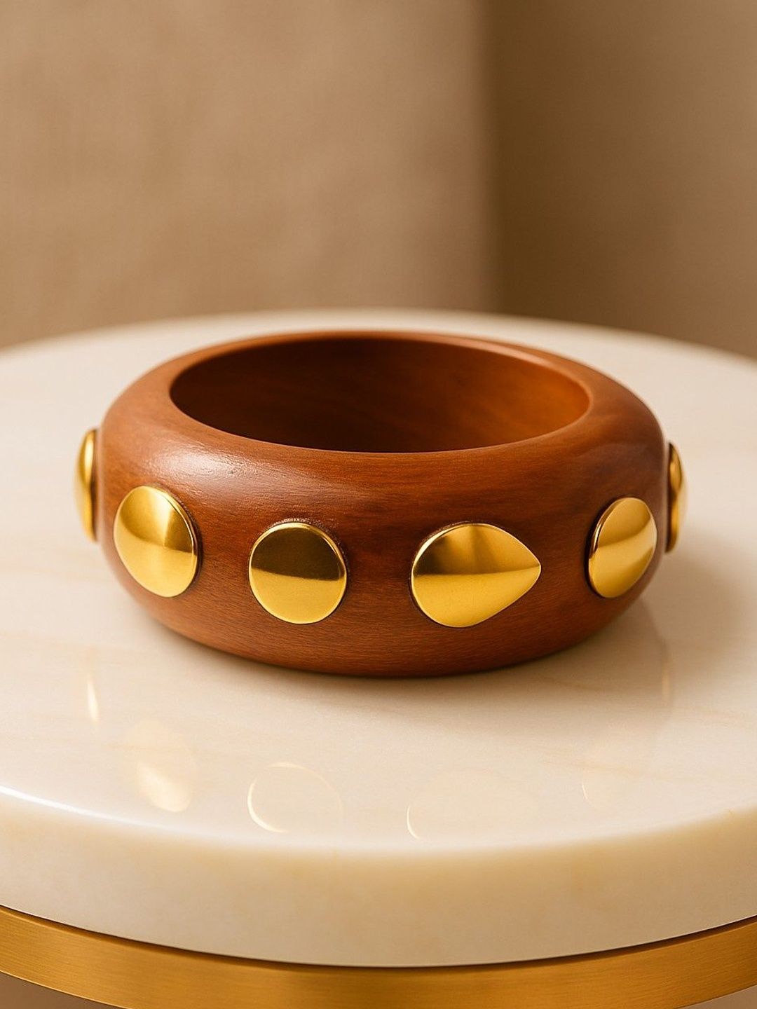 ATIBELLE Women Brass Gold-Plated Textured Bangle