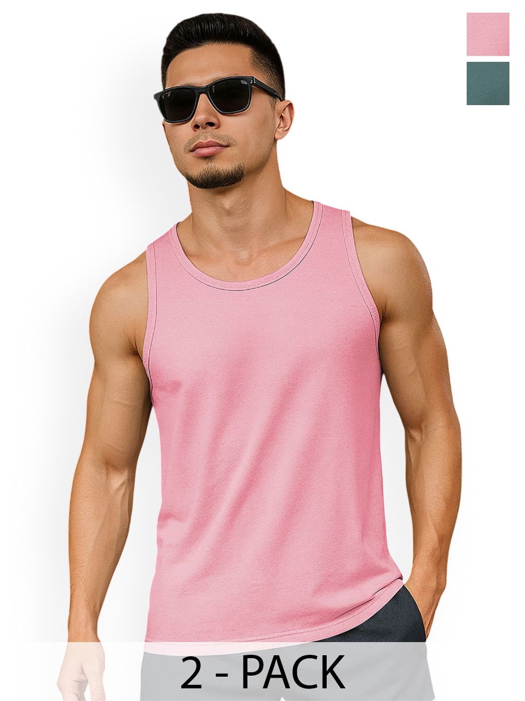 BEING WANTED Pack Of 2 Men Pure Cotton Round Neck Innerwear Vests-picture-29