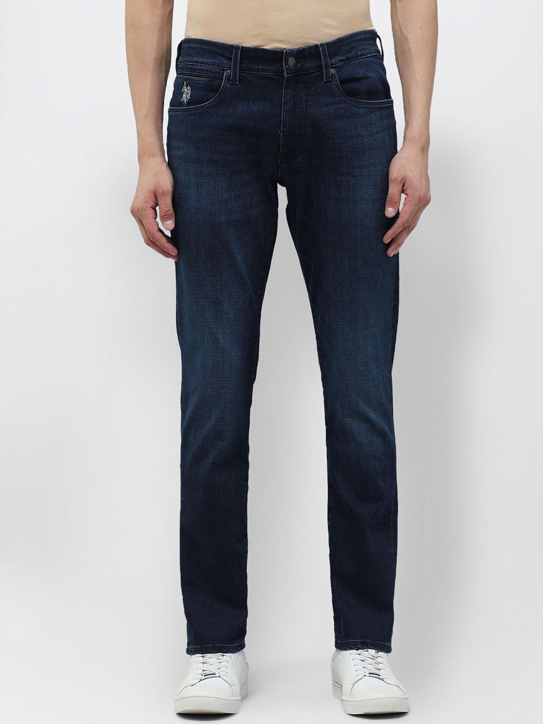 U.S. Polo Assn. Denim Co. Men Tapered Fit Mid-Rise Light Fade Stretchable Jeans-picture-36