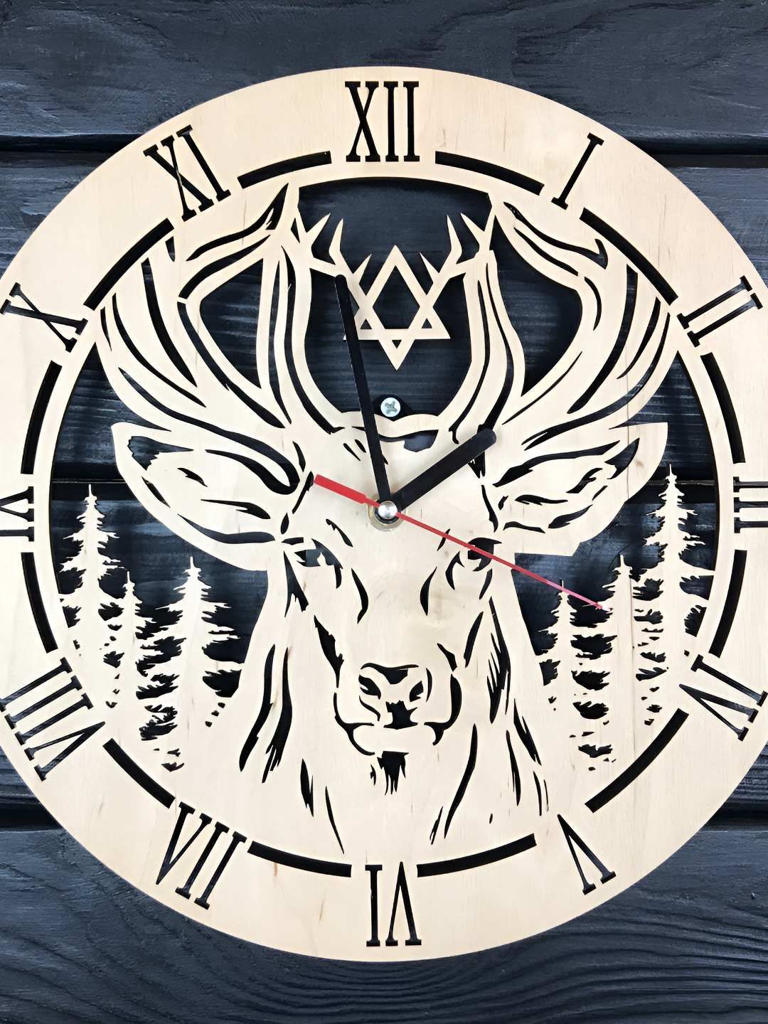 QEZNEF Beige Analogue Round Wooden Contemporary Wall Clock-picture-37