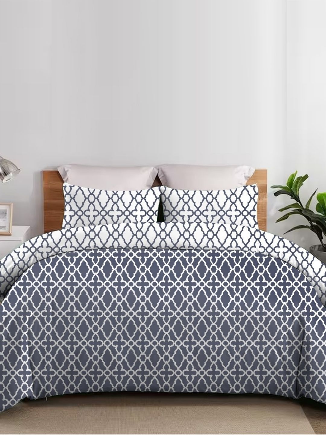 Sleeping Owls- because your sleep matters Blue & White Geometric 150 GSM Comforter-picture-12