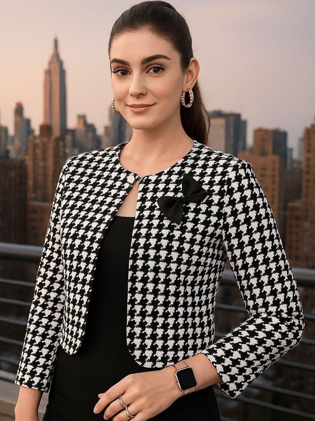 Lihana Checked Open Front Shrug-picture-32