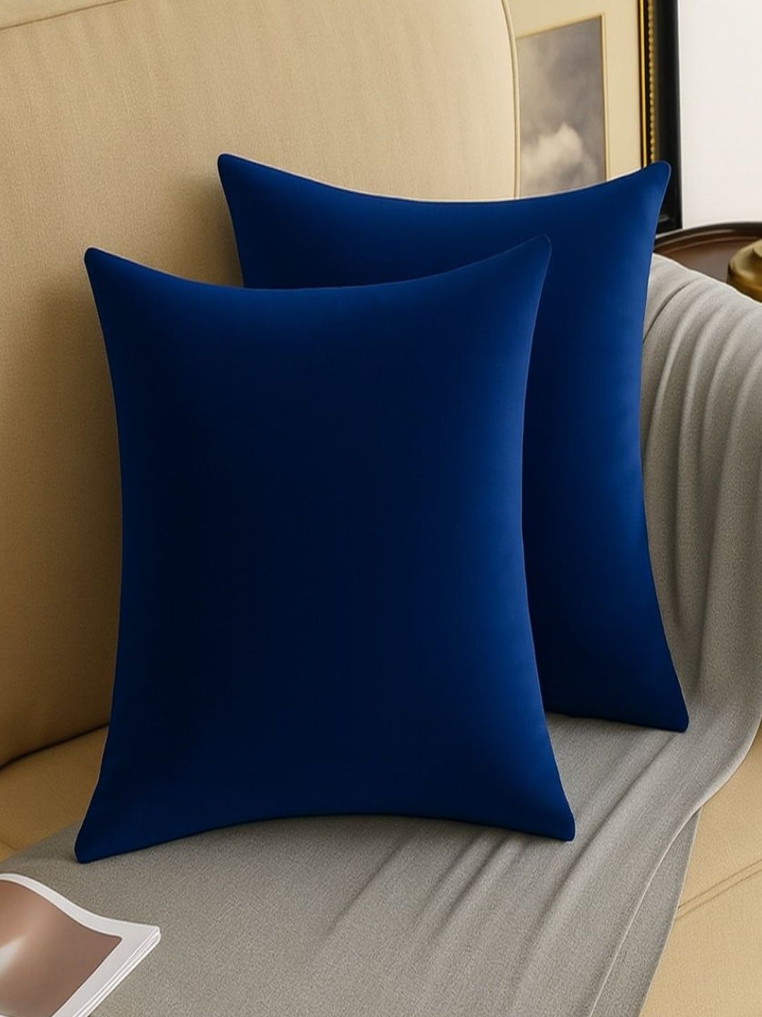 INDHOME LIFE Navy Blue 2 Pieces Velvet Square Cushion Covers-picture-13