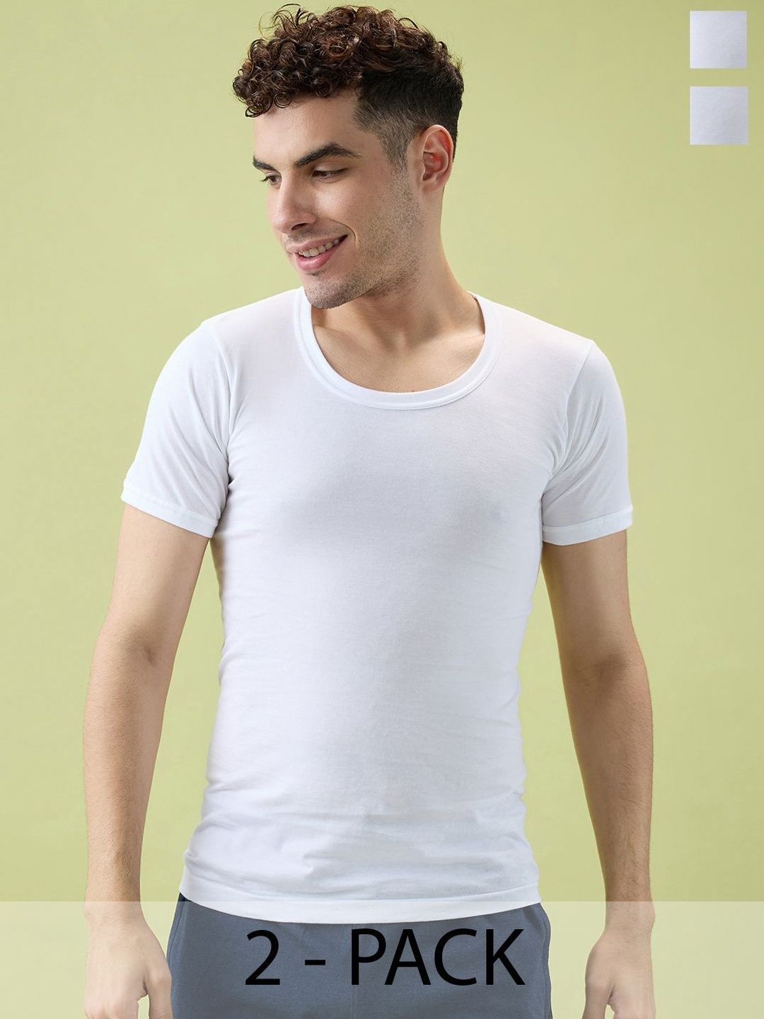 HINT Men Pack Of 2 Pure Cotton Basic Vests-picture-51