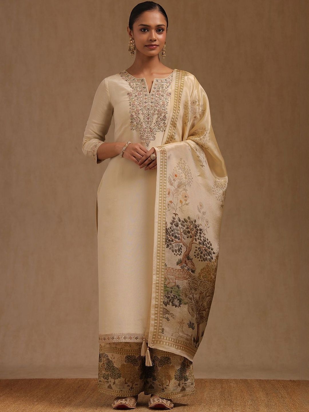 Soch Women Ethnic Motifs Embroidered Regular Thread Work Kurta with Palazzos & Dupatta-image-26