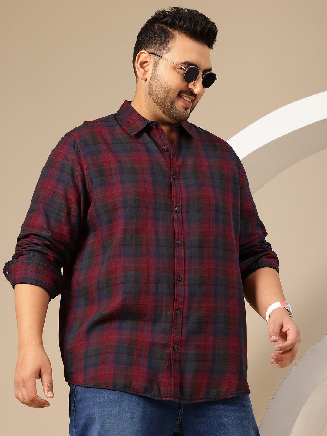 Sztori Plus Size Checked Cotton Casual Shirt-picture-20