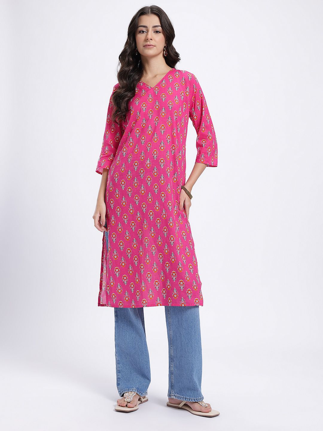 Anouk Rustic Ethnic Motifs Print Cotton Kurta-image-24