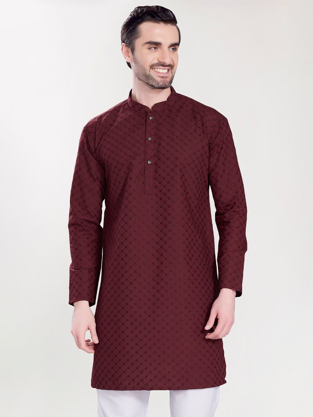 DIVISIVE Men Woven Design Festive Cotton Straight Kurta-picture-35