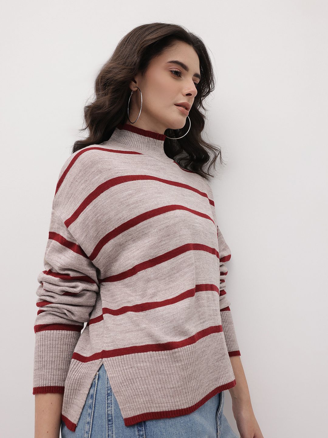 The Roadster Life Co. Striped High Neck Pullover-picture-15