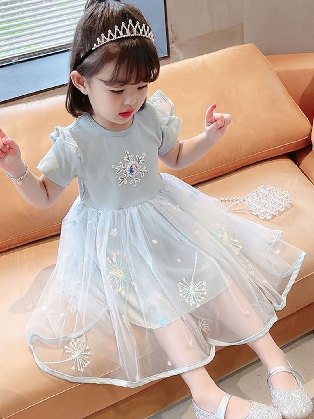 Xsole Girls Floral Embroidered Fit & Flare Midi Dress-picture-20