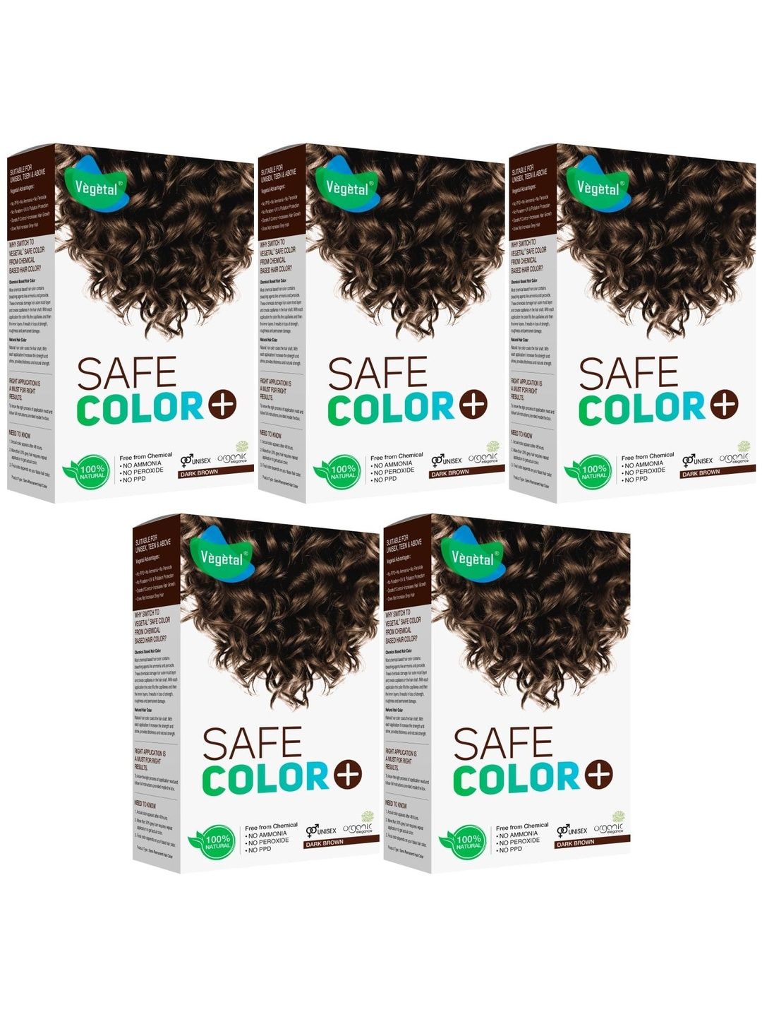 Vegetal Set Of 5 Safe Hair Colour For Nourishment & Hair Fall - 100 g Each - Dark Brown-picture-17