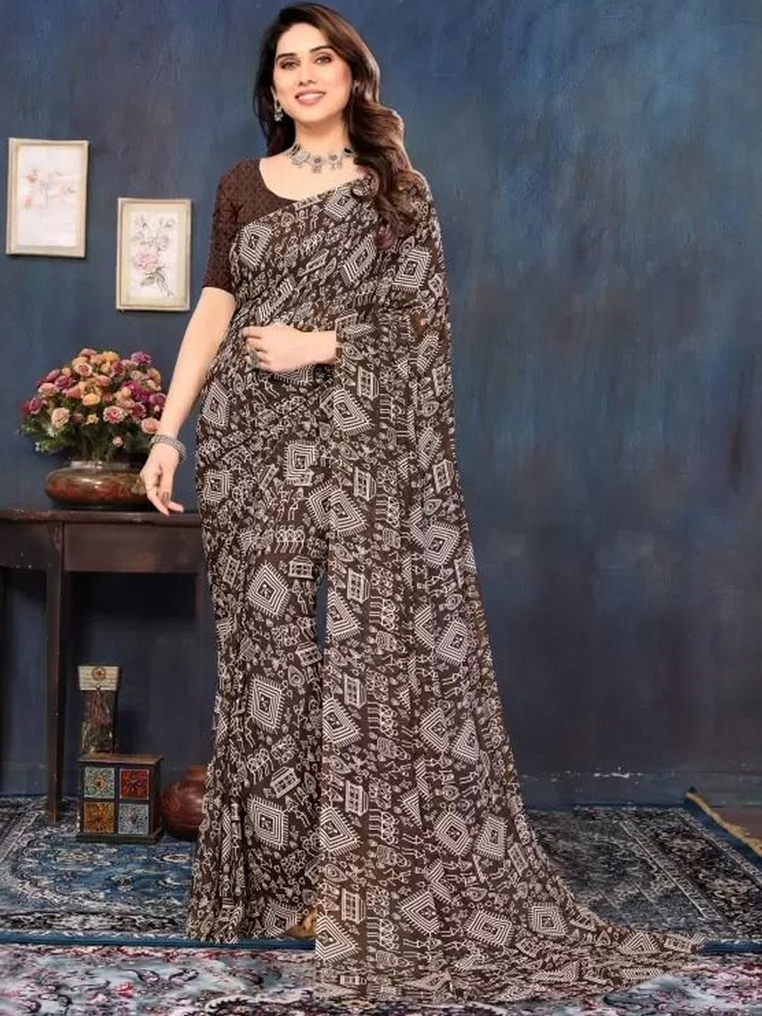 Moda Rapido Warli Printed Pure Georgette Saree-picture-37