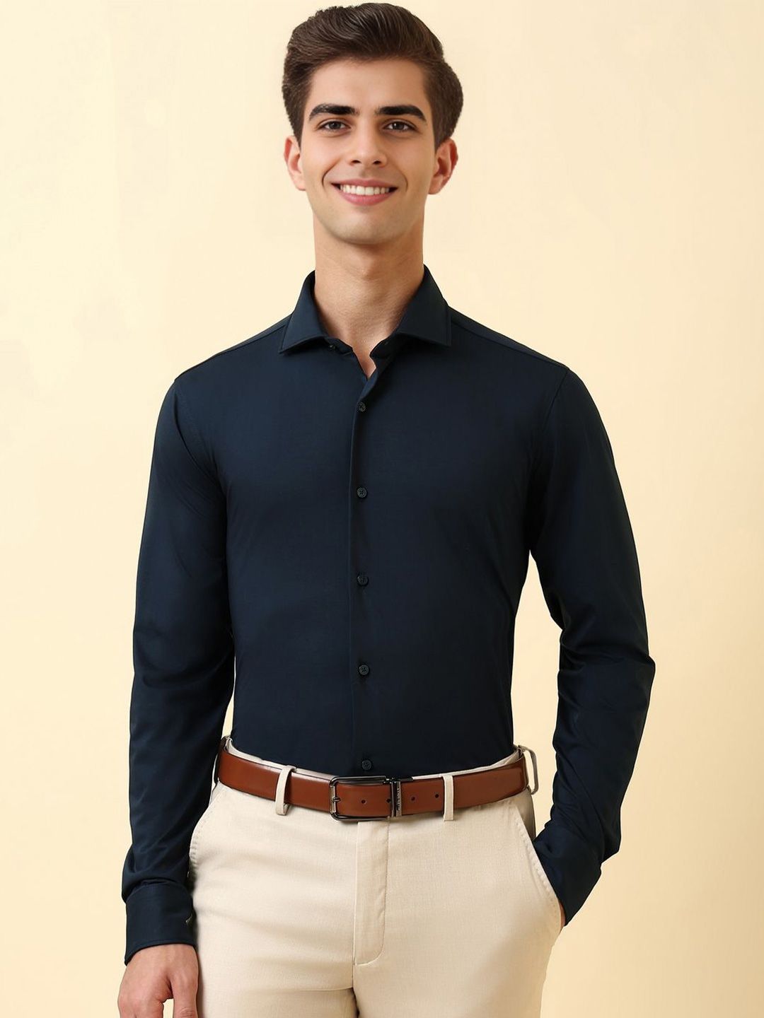 Allen Solly Sport Men Slim Fit Solid Spread Collar Formal Shirt-picture-37