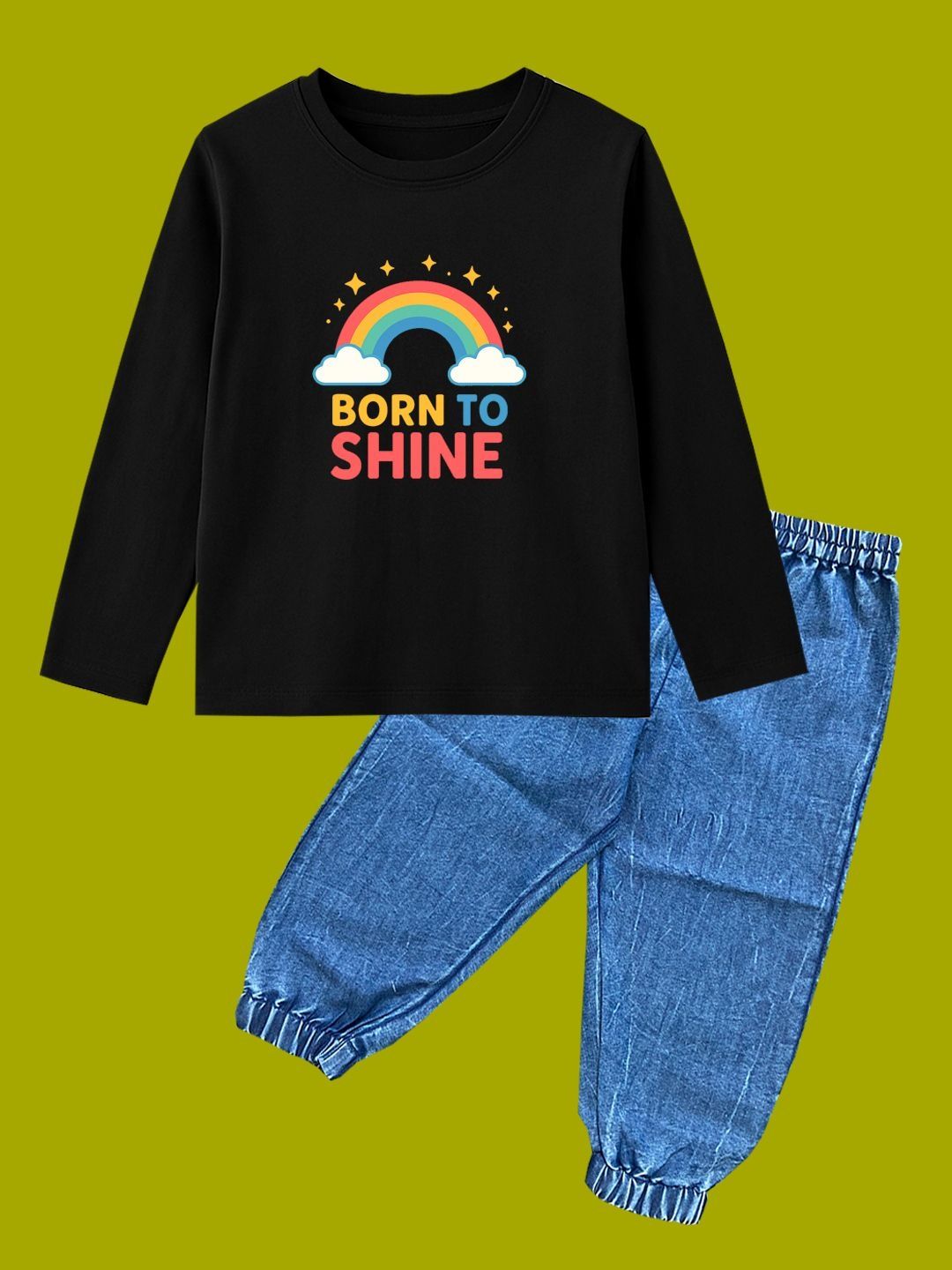 BAESD Kids Black & Blue Printed Round Neck Cotton T-Shirt & Joggers Set-picture-13