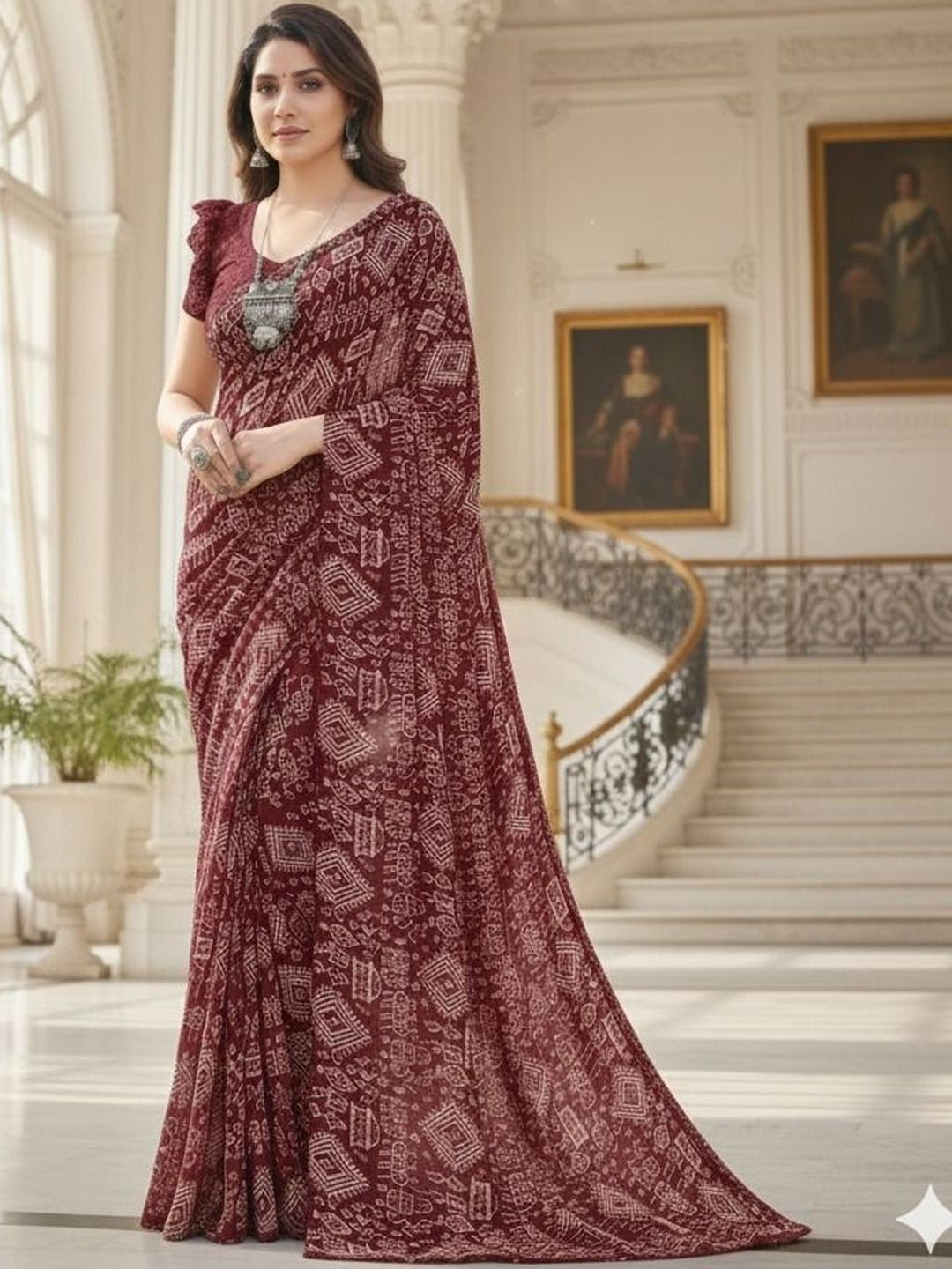Moda Rapido Ethnic Motifs Printed Pure Georgette Saree With Unstitched Blouse-picture-38